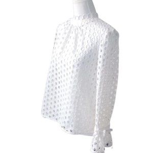 Anthropologie Eri&Ali White Ruffled cuffs Blouse